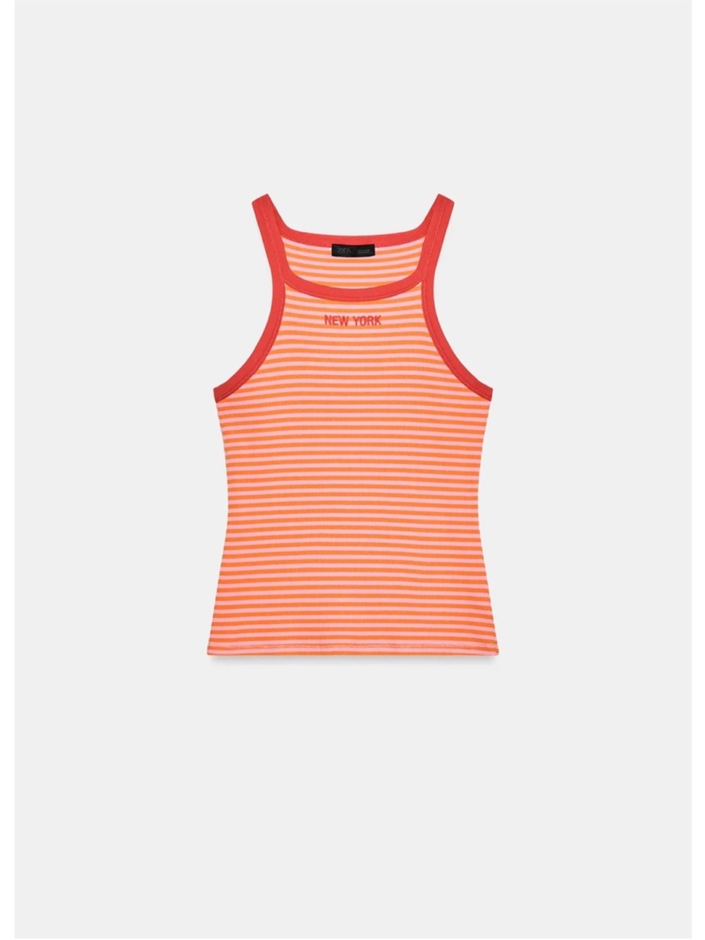 ZARA Striped Orange Tank Top with Contrast Trim